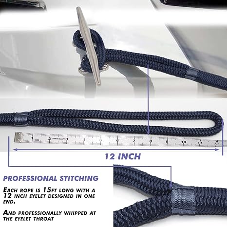 Hi-Performance Boat Rope Mooring Rope Dock Line Navy Blue