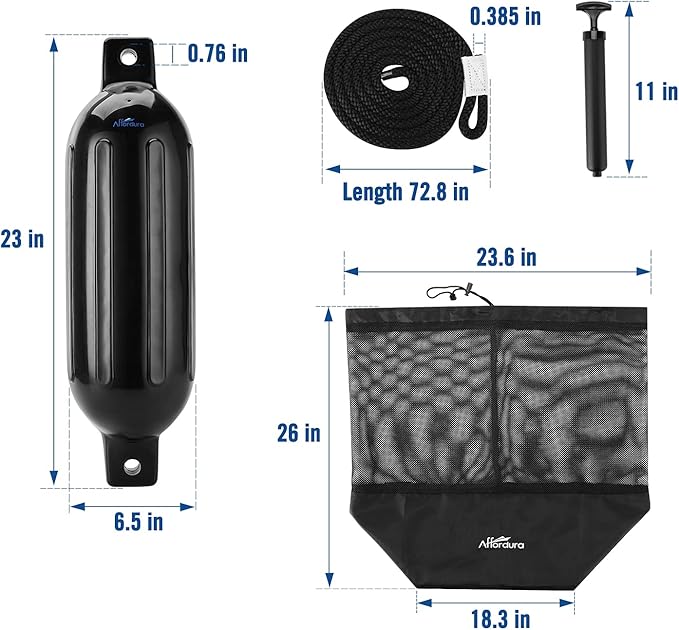 4 Pack Boat Bumpers Fenders with 4 Ropes