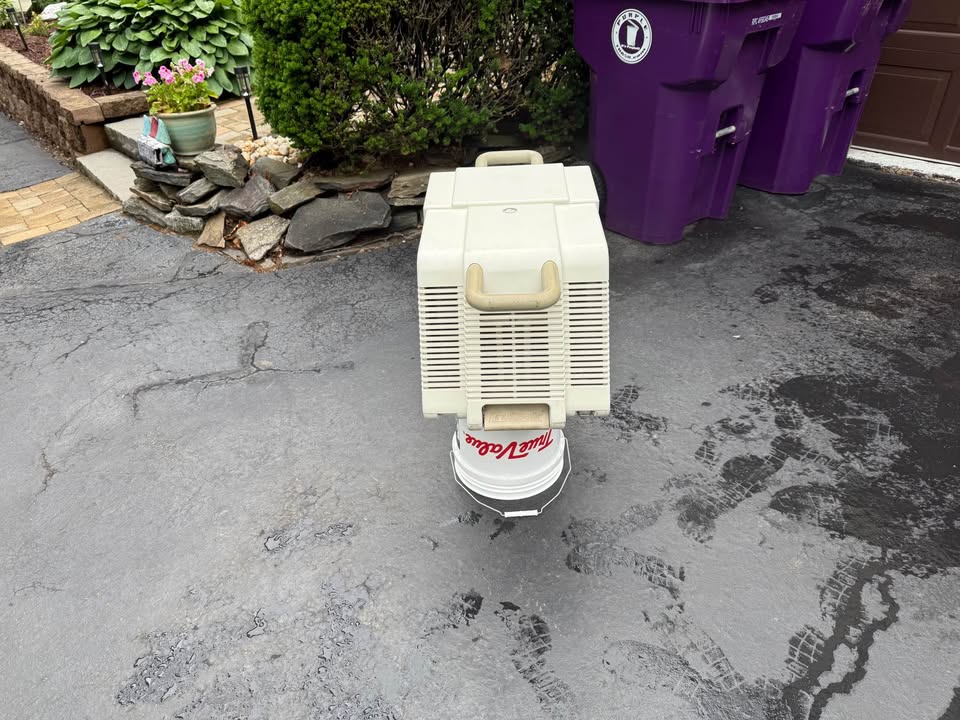 Portable, marine air conditioner with cover.