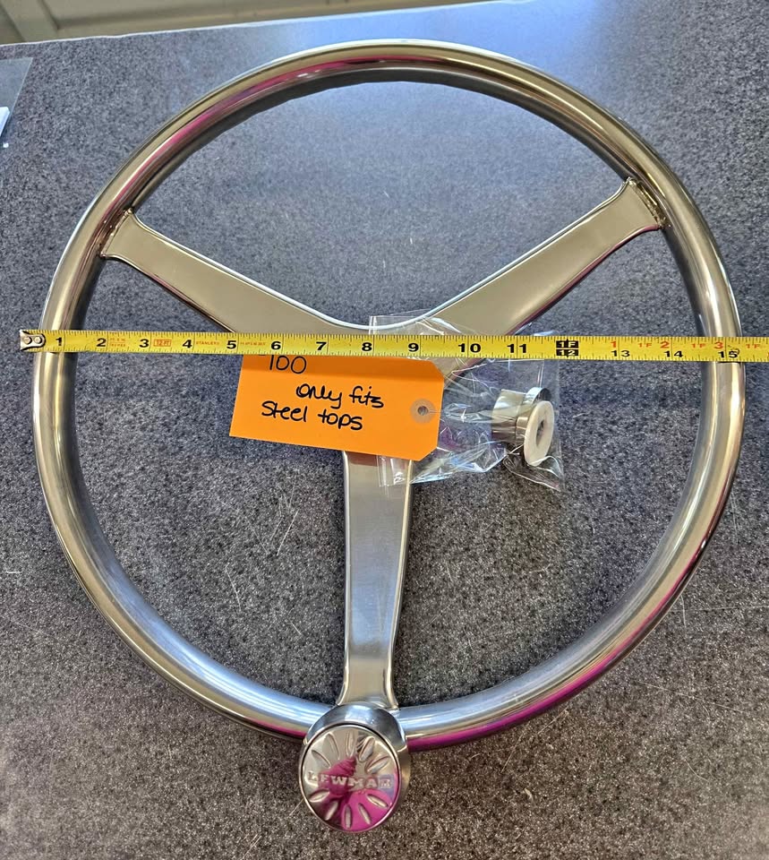 Lewmar boat stainless steering wheel